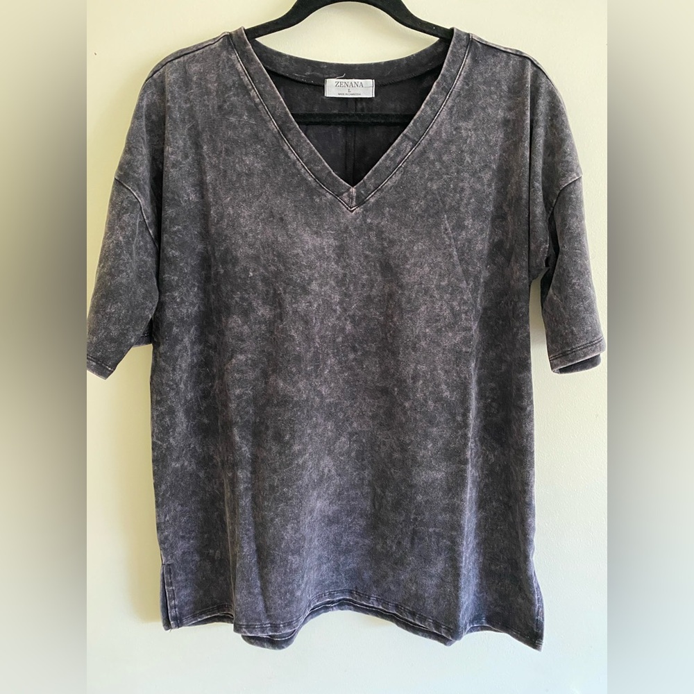 Zenana Outfitters Charcoal V-Neck Tee